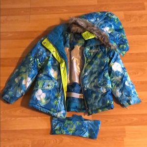 Girls winter coat with hood and headband